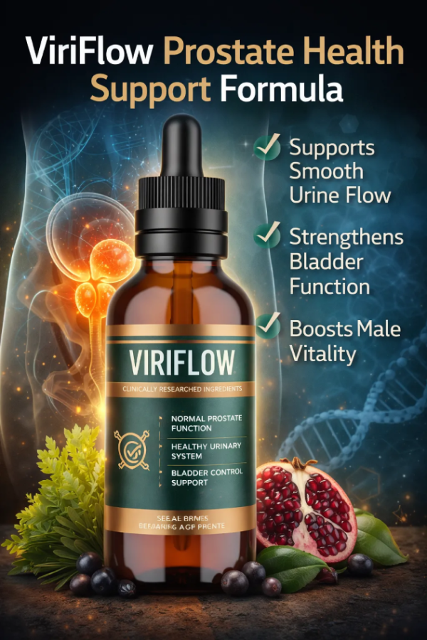 ViriFlow natural formula presenting key benefits for overall wellness and routine use